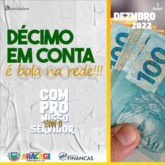 A Prefeitura de Araçagi pagou nesta sexta-feira (09), a segunda parcela do 13° p/ os servidores efetivos e comissionados