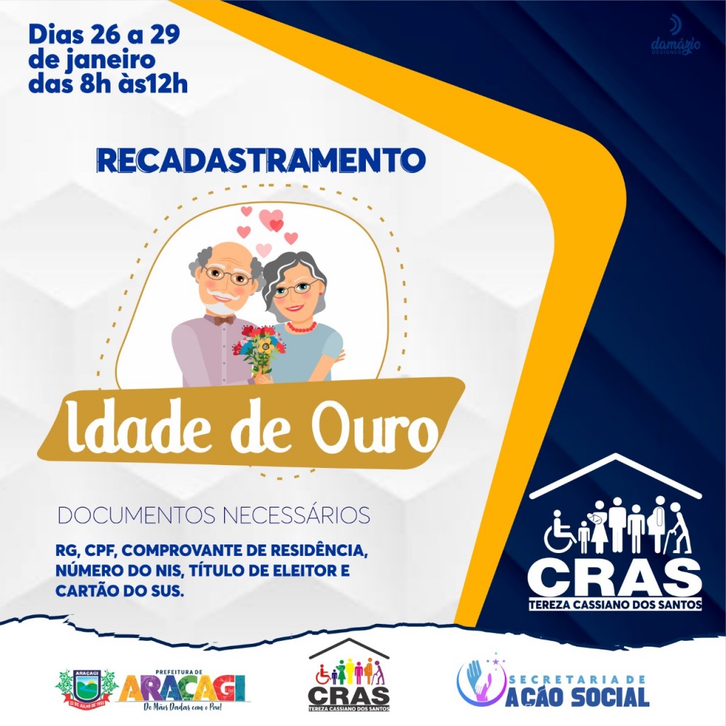 Recadastramento para idosos do grupo "Idade de Ouro" teve início nesta terça (26) e segue ate próxima sexta (29)