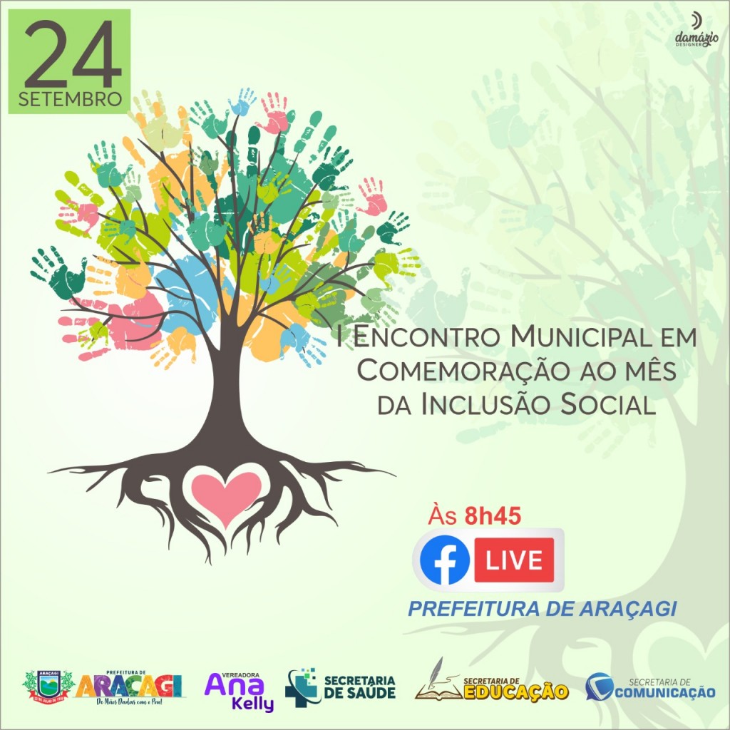 1° ENCONTRO MUNICIPAL EM COMEMORAÇÃO AO MÊS DA INCLUSÃO SOCIAL será realizado na próxima sexta-feira (24)