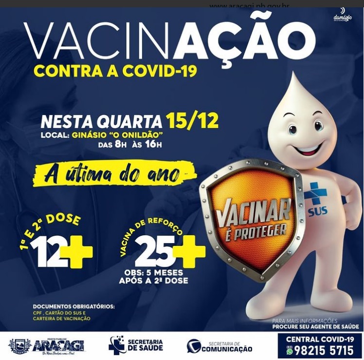 SECRETARIA DE SAÚDE ANUNCIA A ÚLTIMA VACINAÇÃO CONTRA A COVID-19 DE 2021.
